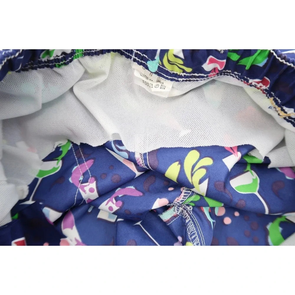 Peter Millar Mens Small Blue Cocktail Drinks Alcohol‎ Swim Trunks Shorts